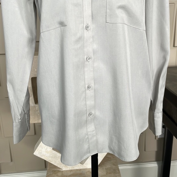 Downeast shirt top gray long sleeve button up front collared Size Large - Picture 5 of 10